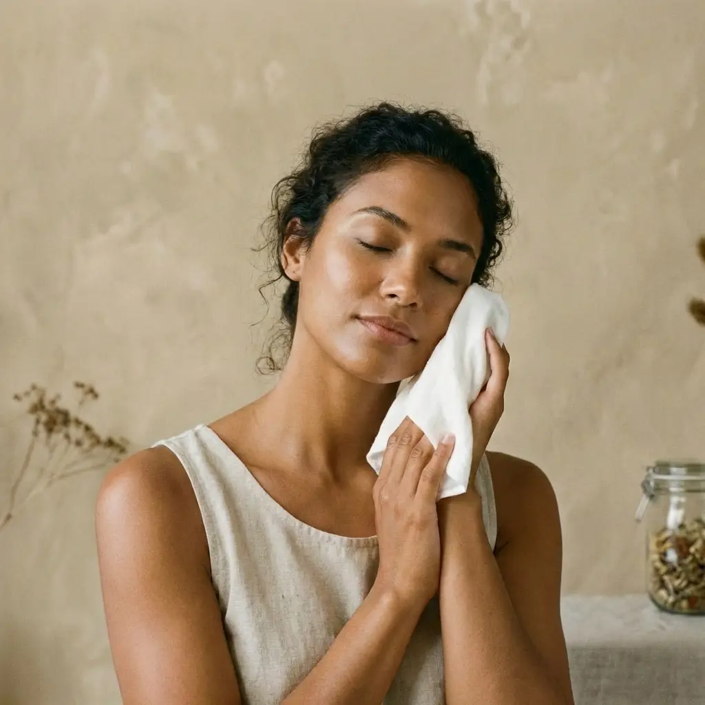 Paciente fazendo limpeza de pele