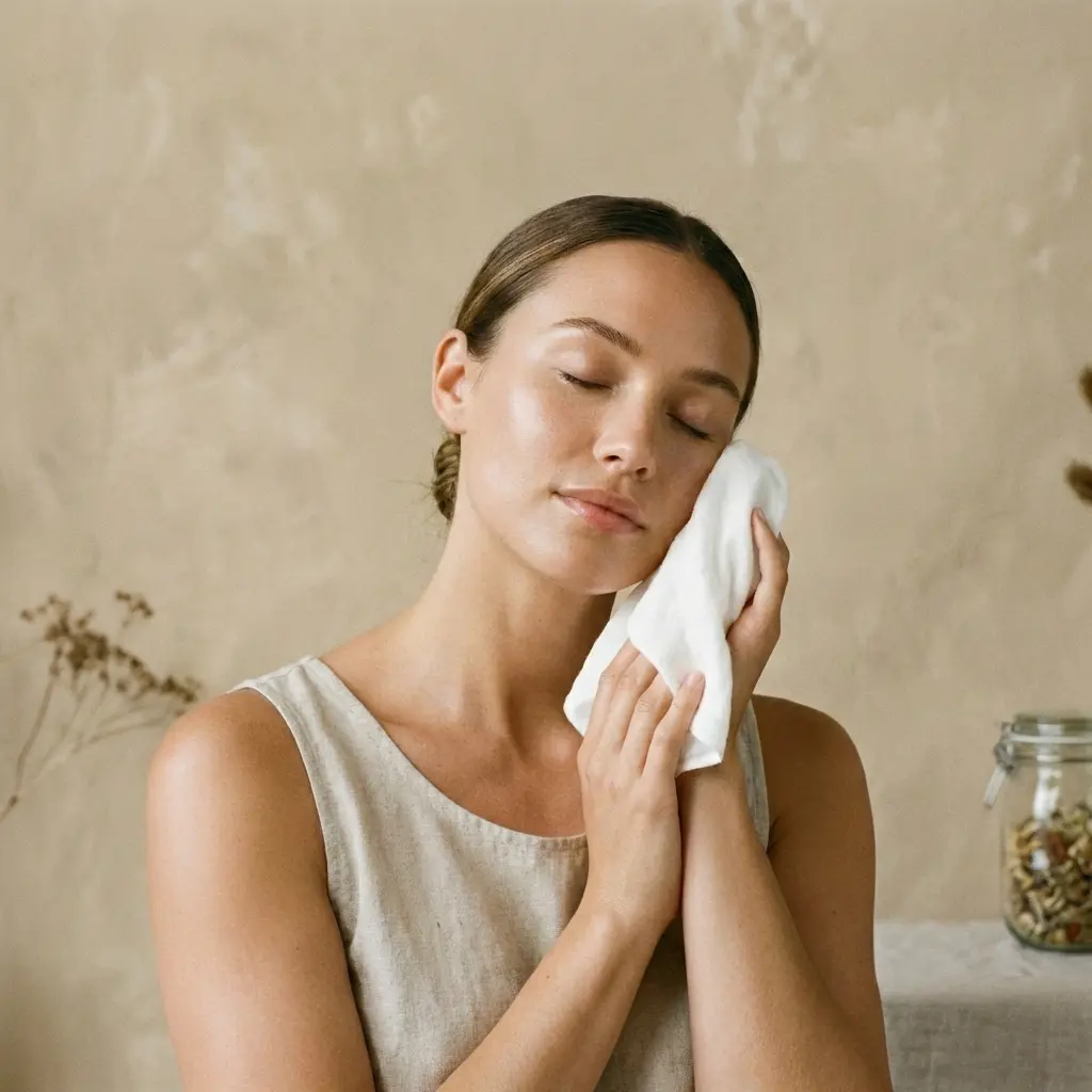 Paciente fazendo limpeza de pele